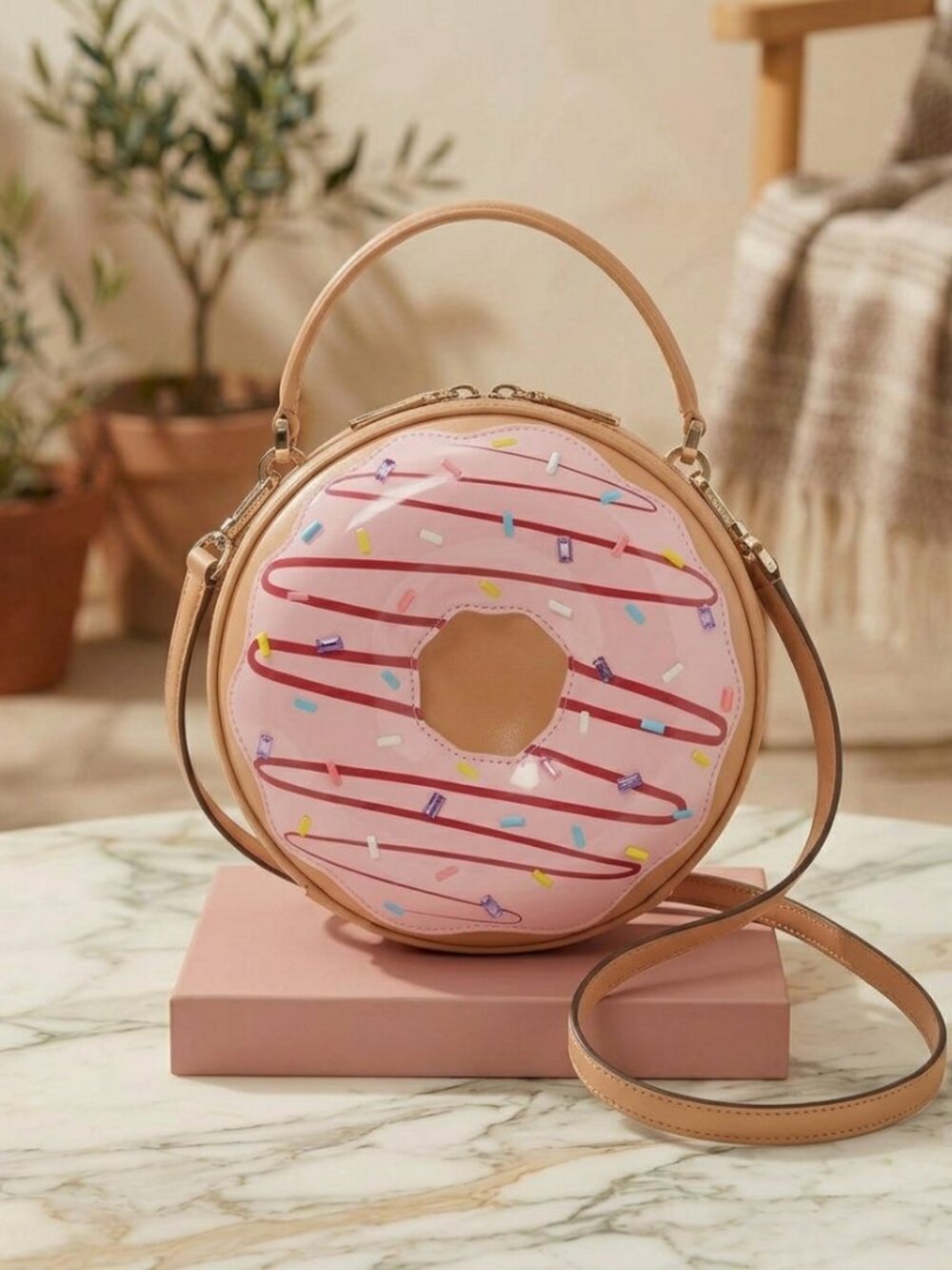 Kate Spade Coffee Break Bundle 3D Pink Donut Multi Crossbody Bag